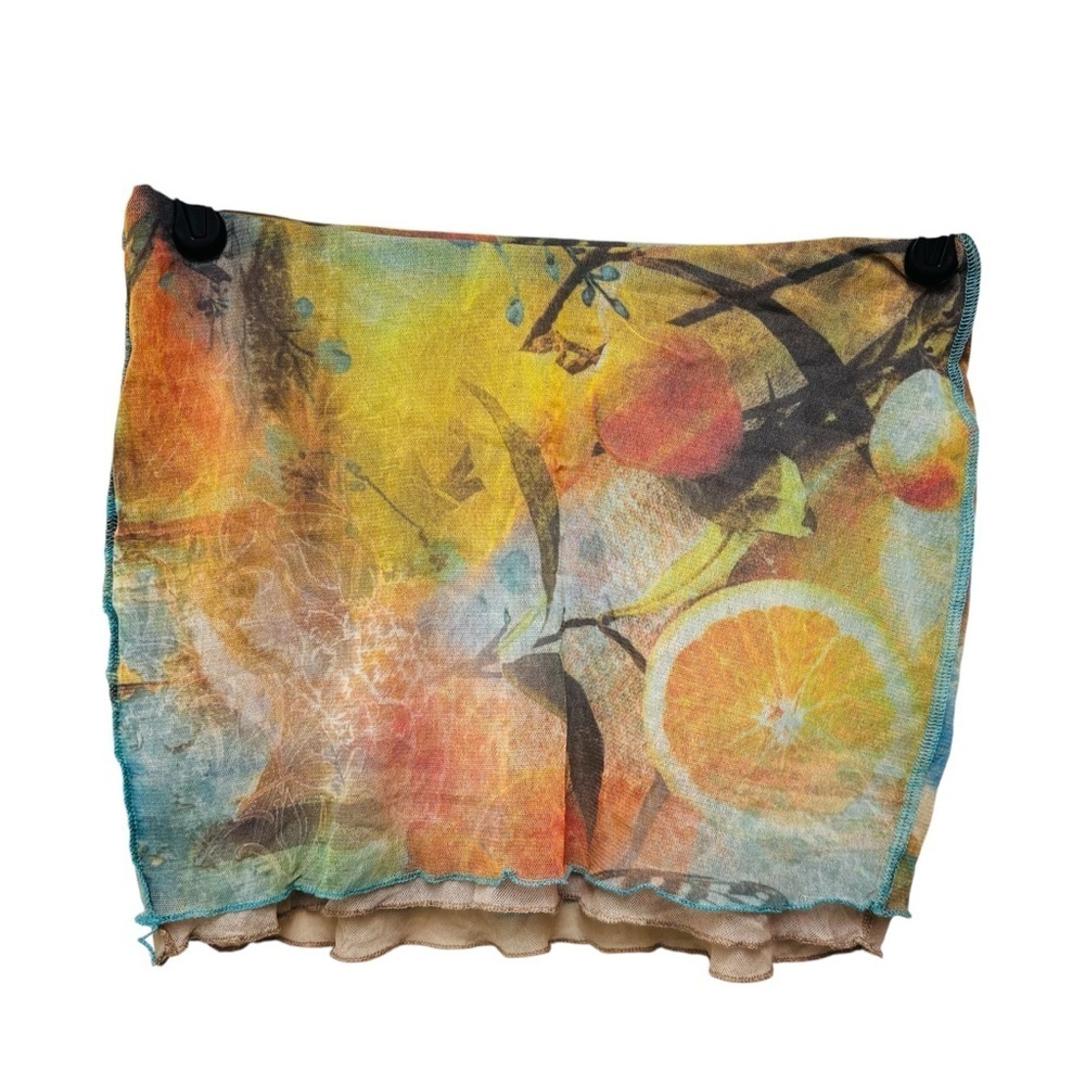 Jaded London Low Rise Citrus Print Double Layer Mesh Skirt